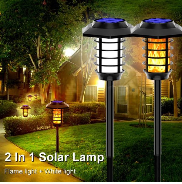 2-in-1 Solar Flame Lamp – Waterproof Outdoor LED Light for Garden, Lawn & Patio Decoration