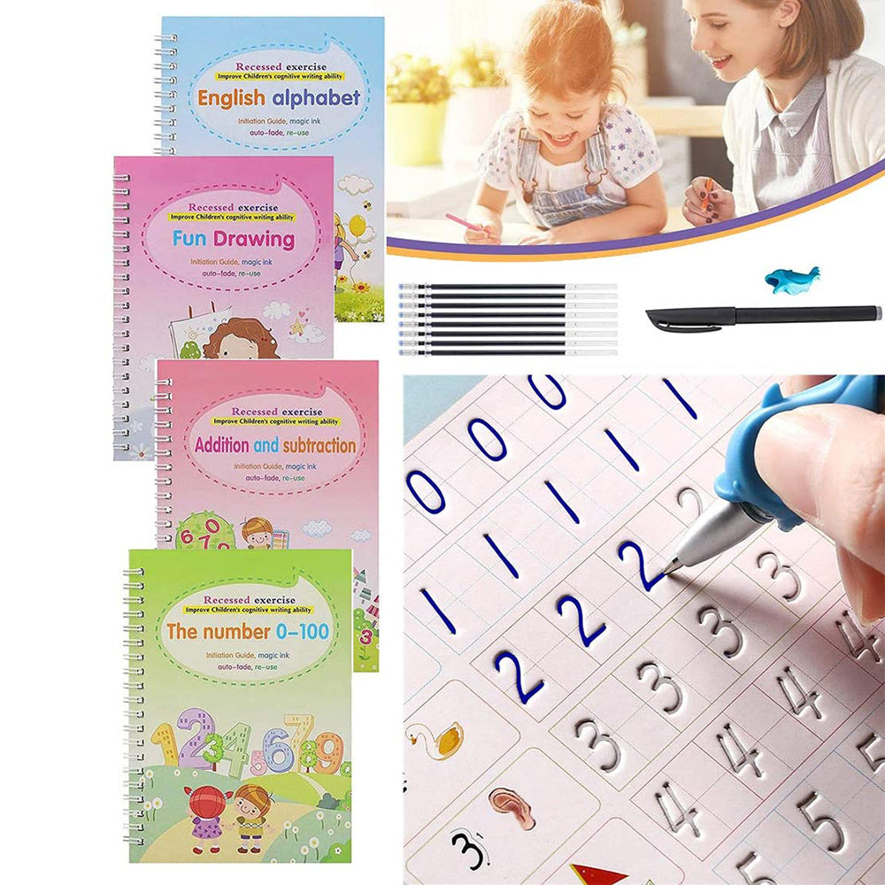 4-Piece Magic Calligraphy Practice Set for Kids – Learn English Letters & Drawing