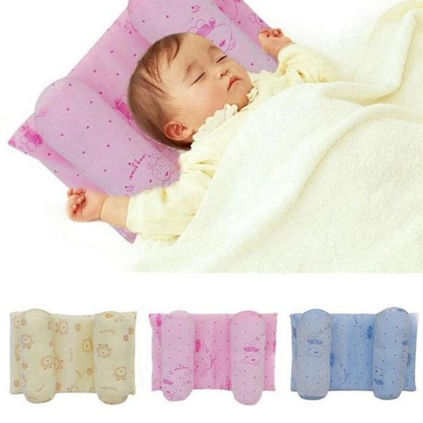 Head Shaping Baby Pillow – Neck Support Kids Anti Roll Pillow (Random Colors)