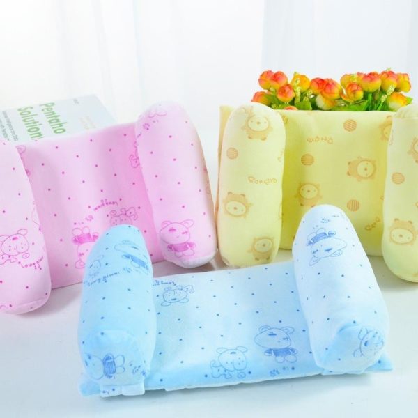 Head Shaping Baby Pillow – Neck Support Kids Anti Roll Pillow (Random Colors)