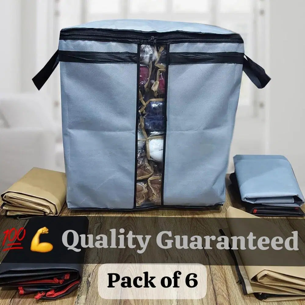 Dustproof Storage Bags – Pack of 6 | Large Capacity with Handles & Zipper Closure