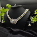 Graceful Radiance Pearl Necklace Set with Floral Pendant | Artificial Jewellery