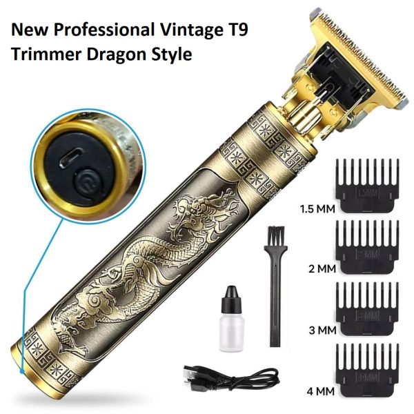 T9 Trimmer &amp; Hair Clipper for Men – Metal Body | Golden Color | Random Design