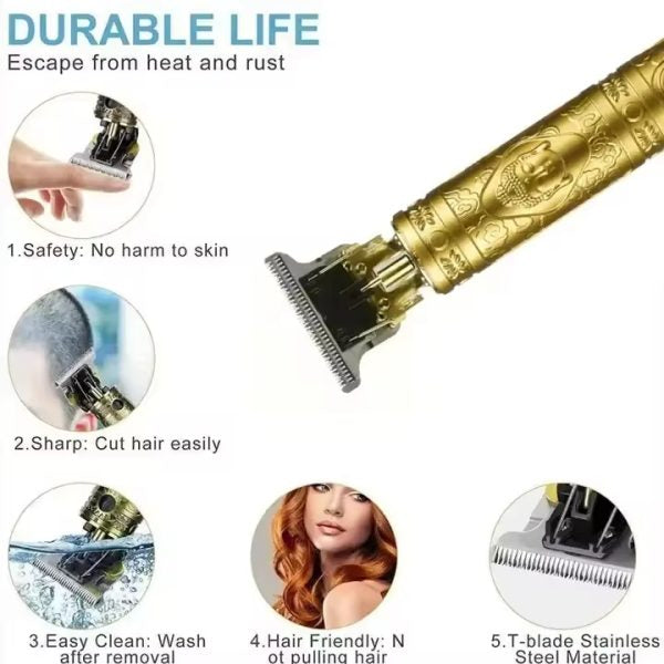 T9 Trimmer &amp; Hair Clipper for Men – Metal Body | Golden Color | Random Design