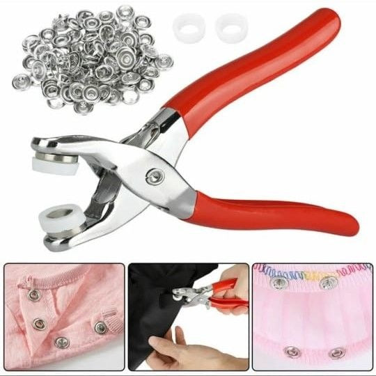 Metal Button Press Tool for All Fabrics | Tich Button Press Pliers with 50 Buttons