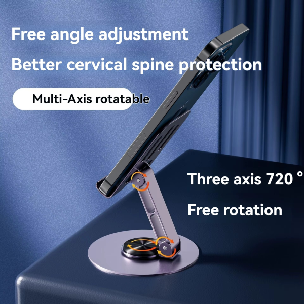 Mobile Phone Stand – 360° Rotating & Folding Desktop Holder for Phones & Tablets