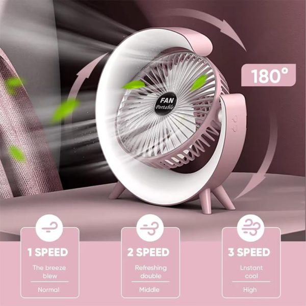 Multi-Functional LED Desktop Fan – USB Rechargeable
