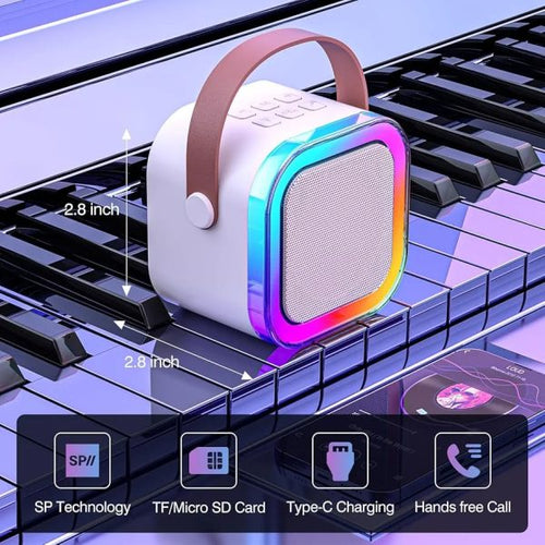AK Come K12 Portable Bluetooth Speaker with RGB Lights & Rechargeable Battery – Mini Loudspeaker for Kids, Girls, and Boys