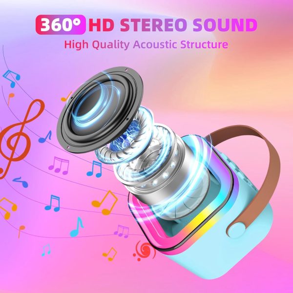 AK Come K12 Portable Bluetooth Speaker with RGB Lights & Rechargeable Battery – Mini Loudspeaker for Kids, Girls, and Boys