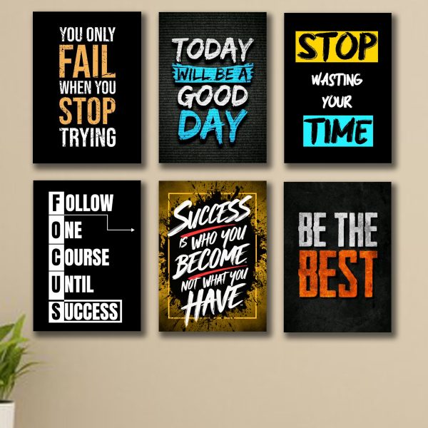 Set of 6 Motivational Wooden Canvas Frames