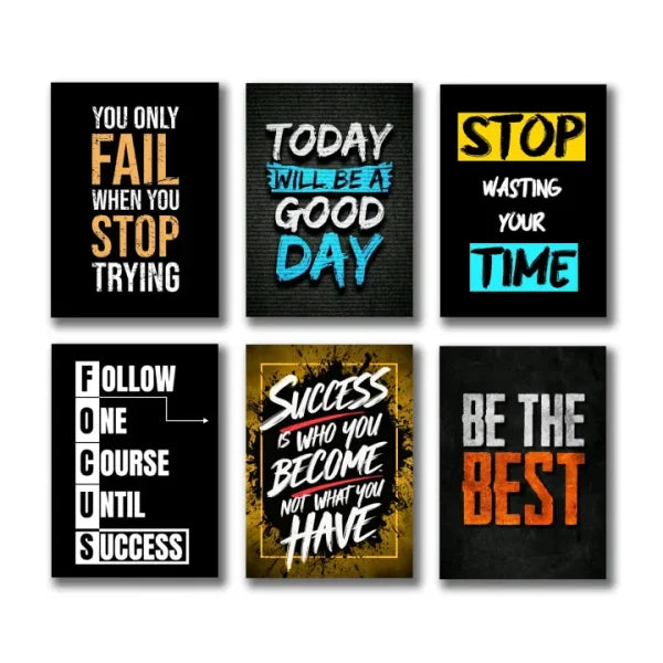 Set of 6 Motivational Wooden Canvas Frames