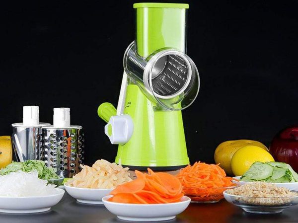 Manual Vegetable Slicer with Stainless Steel Blades – 3-in-1 Round