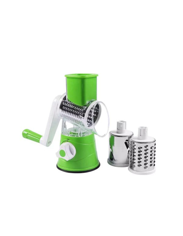 Manual Vegetable Slicer with Stainless Steel Blades – 3-in-1 Round