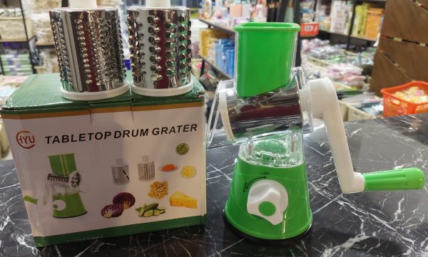 Manual Vegetable Slicer with Stainless Steel Blades – 3-in-1 Round